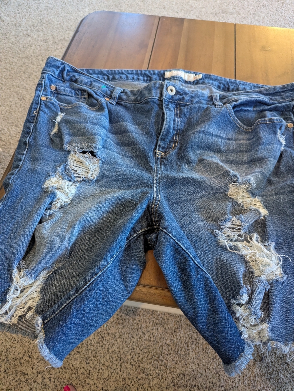 torrid Distressed Dark Blue Boyfriend Jeans Shorts
